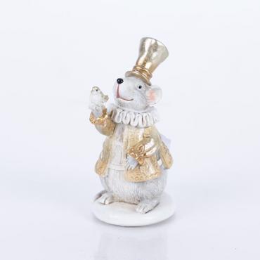 ESTHETI home Διακοσμητικό Ποντικάκι Resin με Πουλάκι Σαμπανί 5.5x7.5x11cm 600-46248